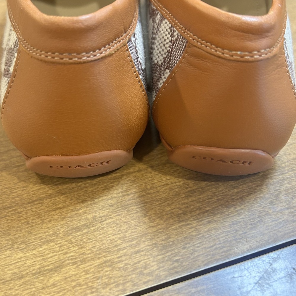 Coach SCLPT SIG TXT JQD DR Shoes Womens Size 7 Brown Logo Loafer Flats Jacquard - Picture 11 of 11